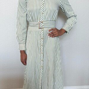Zara Green And White Striped